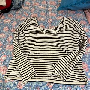 Emerson Fry size large navy and White Striped scoop neck top
